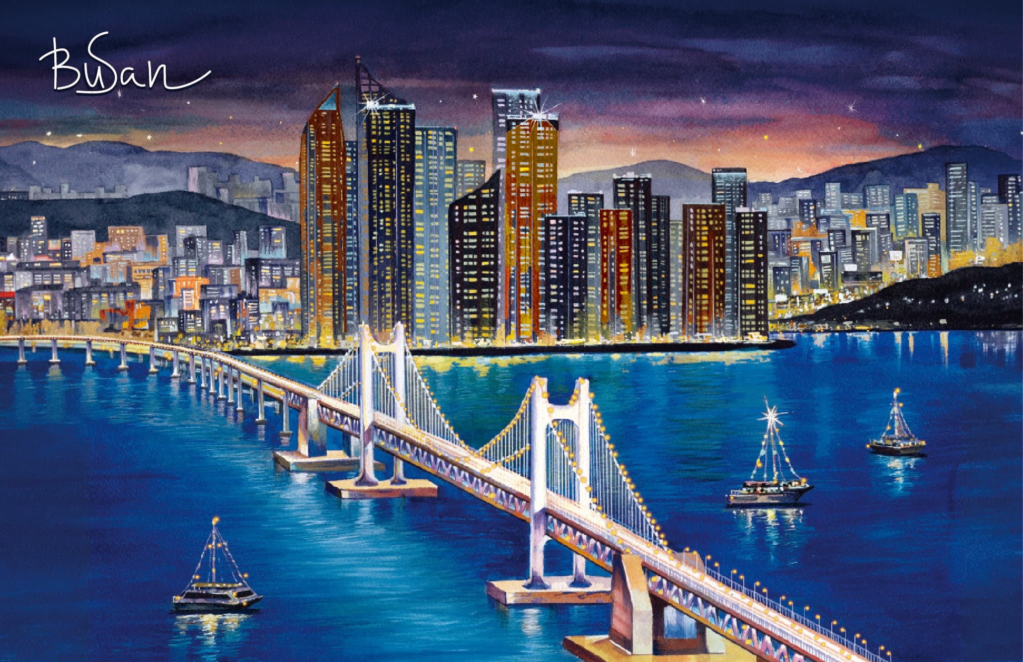 Gwangan Bridge Night Postcard
