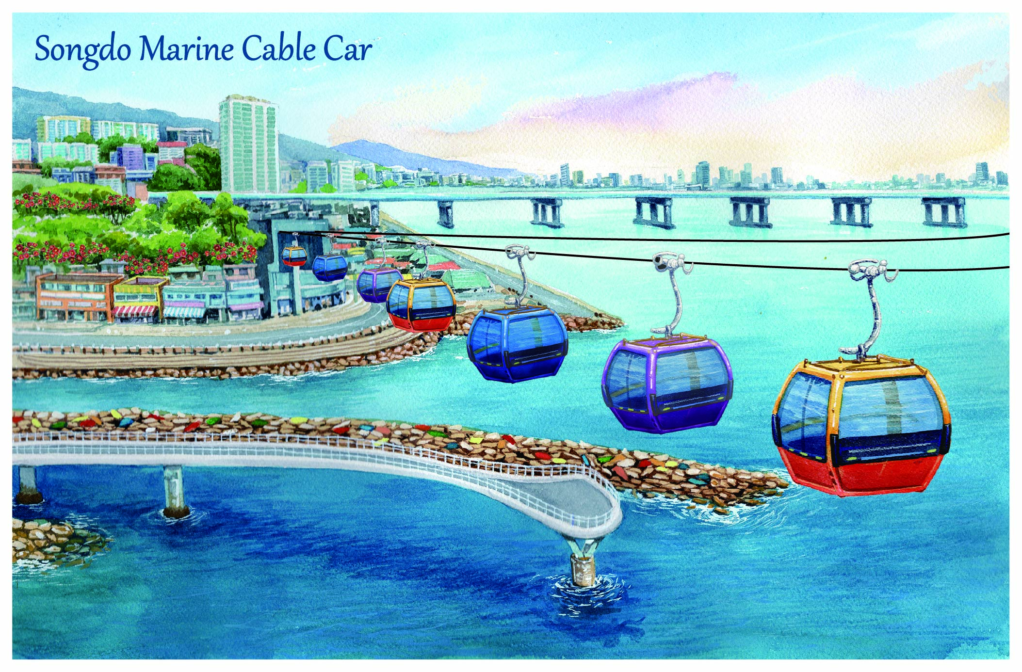 Songdo Marine Cable Car Postcard front artwork preview